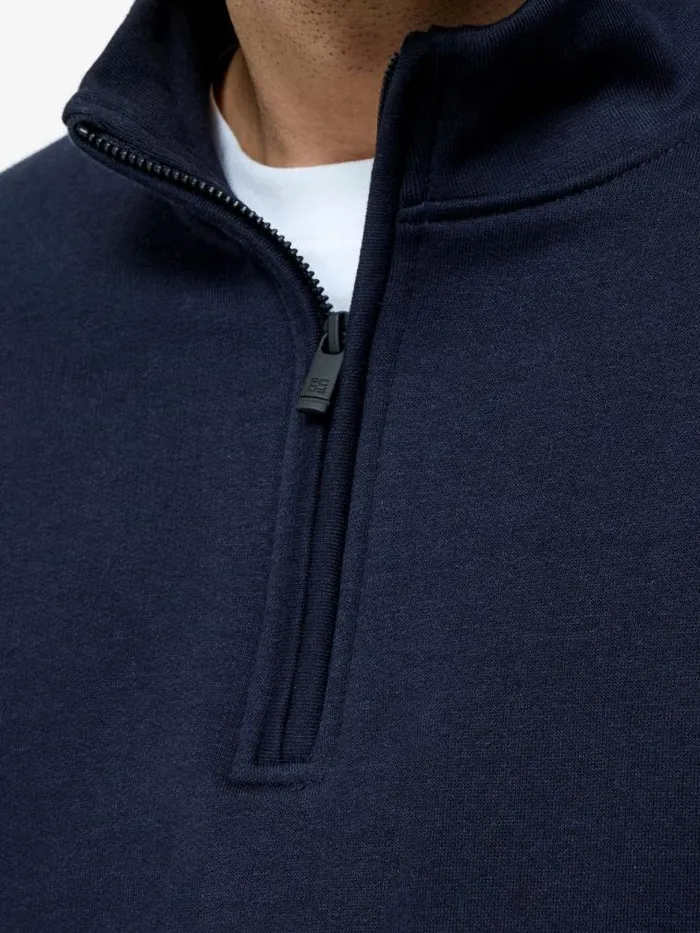 French Connection Half Zip Funnel Neck Sweatshirt Navy Men Knitwear