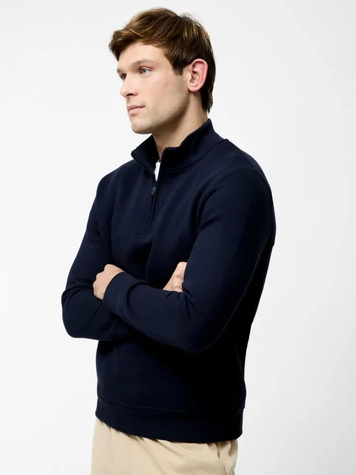 French Connection Half Zip Funnel Neck Sweatshirt Navy Men Knitwear