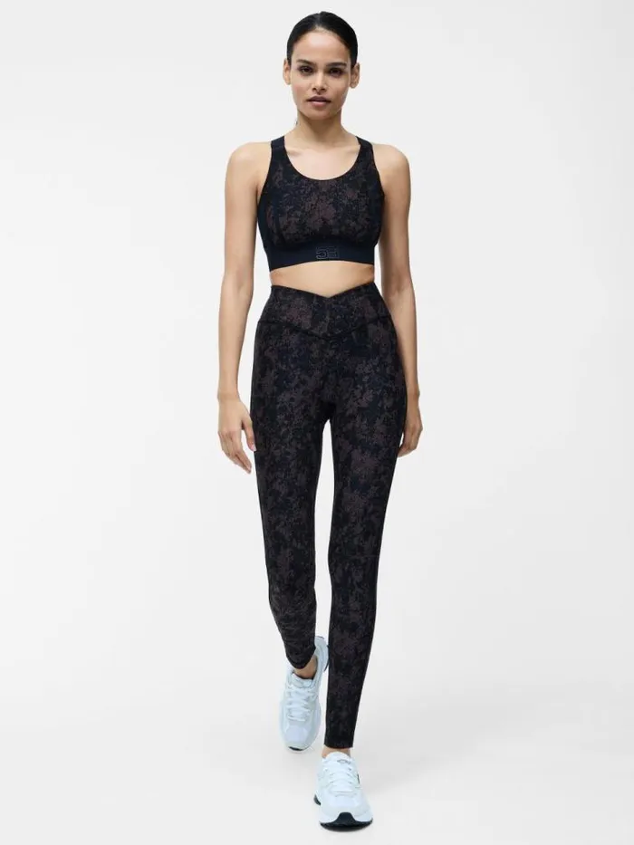 French Connection High Impact Printed Sports Bra Black Multi Women Tops