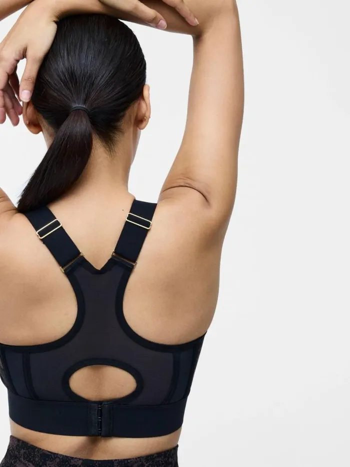 French Connection High Impact Printed Sports Bra Black Multi Women Tops