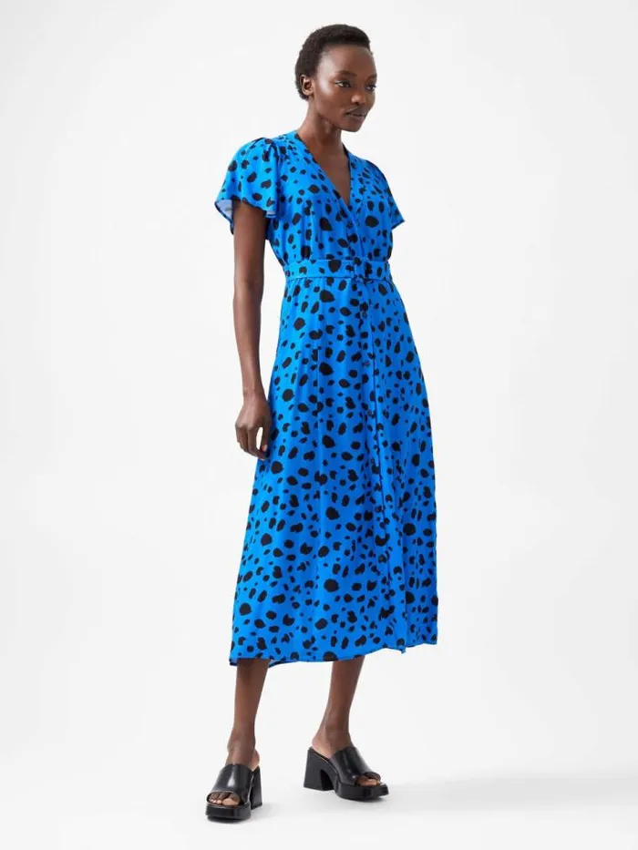 French Connection Isla Midi Dress Blueblack Women Dresses