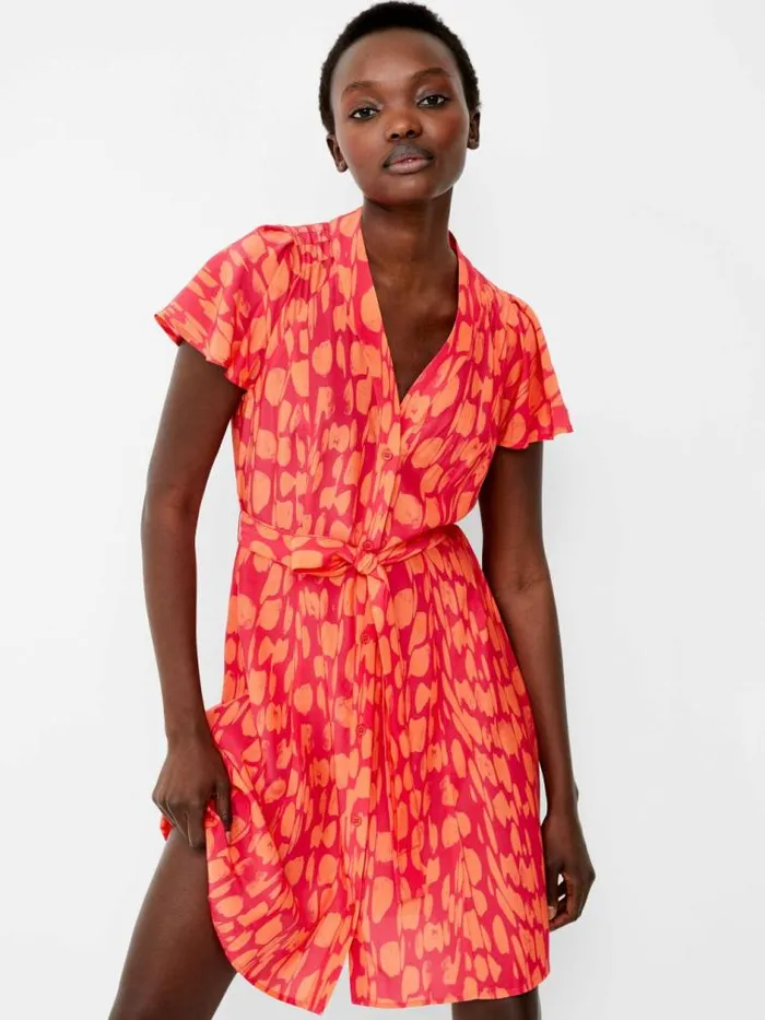 French Connection Islanna Crepe Short Sleeve Dress Coralazalea Women Dresses
