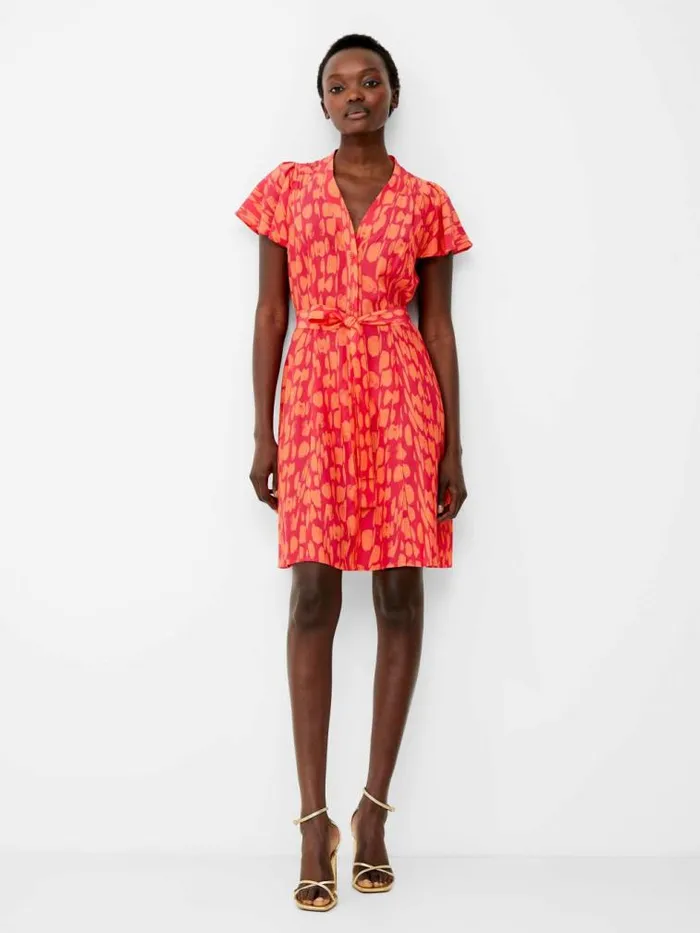 French Connection Islanna Crepe Short Sleeve Dress Coralazalea Women Dresses