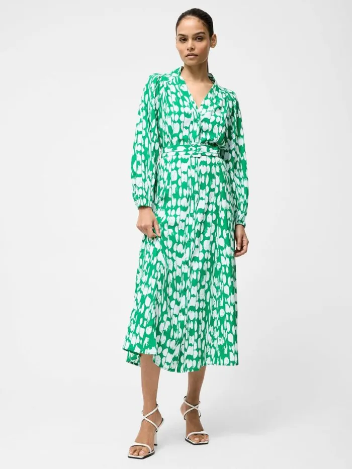 French Connection Islanna Long Sleeve Belted Midi Dress Jelly Beanwhite Women Dresses