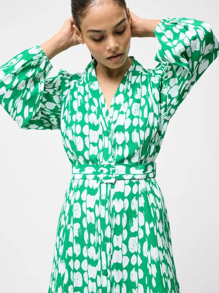 French Connection Islanna Long Sleeve Belted Midi Dress Jelly Beanwhite Women Dresses