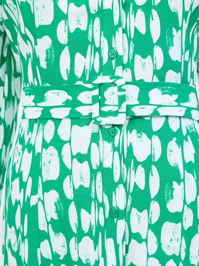 French Connection Islanna Long Sleeve Belted Midi Dress Jelly Beanwhite Women Dresses
