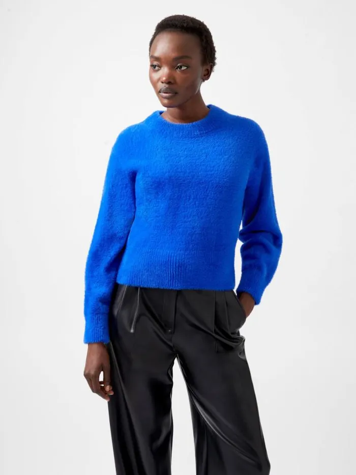 French Connection Jacelin Fluffy Crew Neck Jumper Chroma Blue Women Jumpers and Cardigans French Connection Jacelin Fluffy Crew Neck Jumper Chroma Blue Women Jumpers and Cardigans