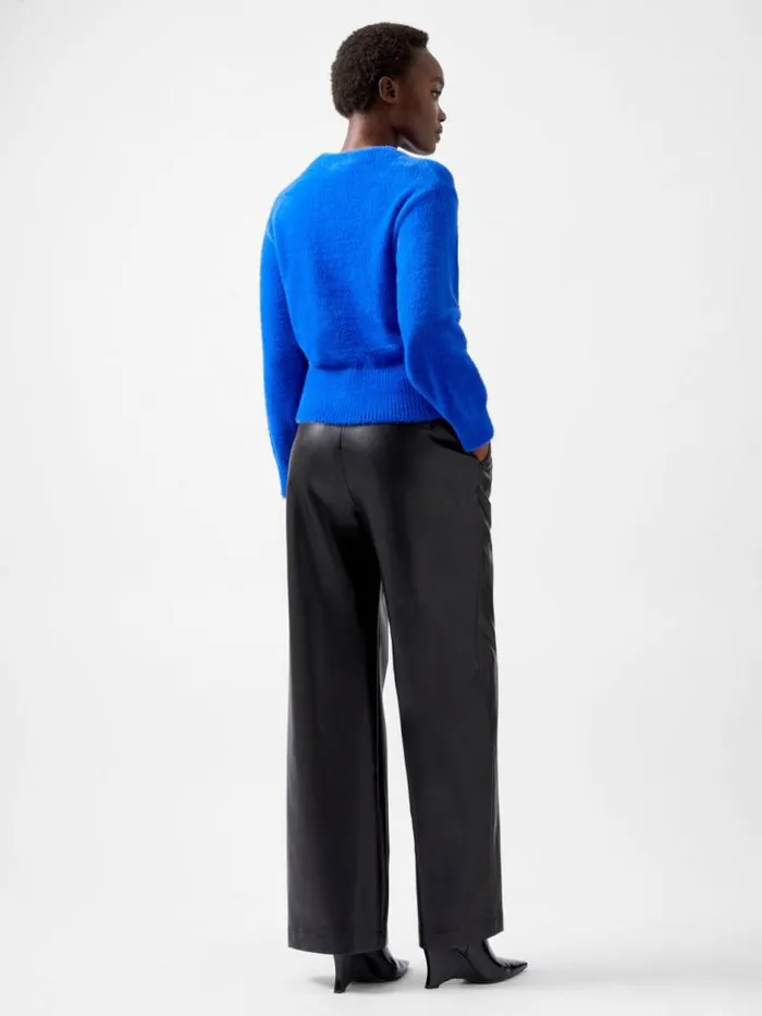 French Connection Jacelin Fluffy Crew Neck Jumper Chroma Blue Women Jumpers and Cardigans