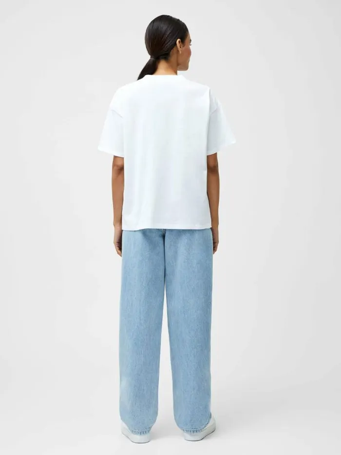 French Connection Lace Bra Graphic TShirt Linen Whitepink Women Tops