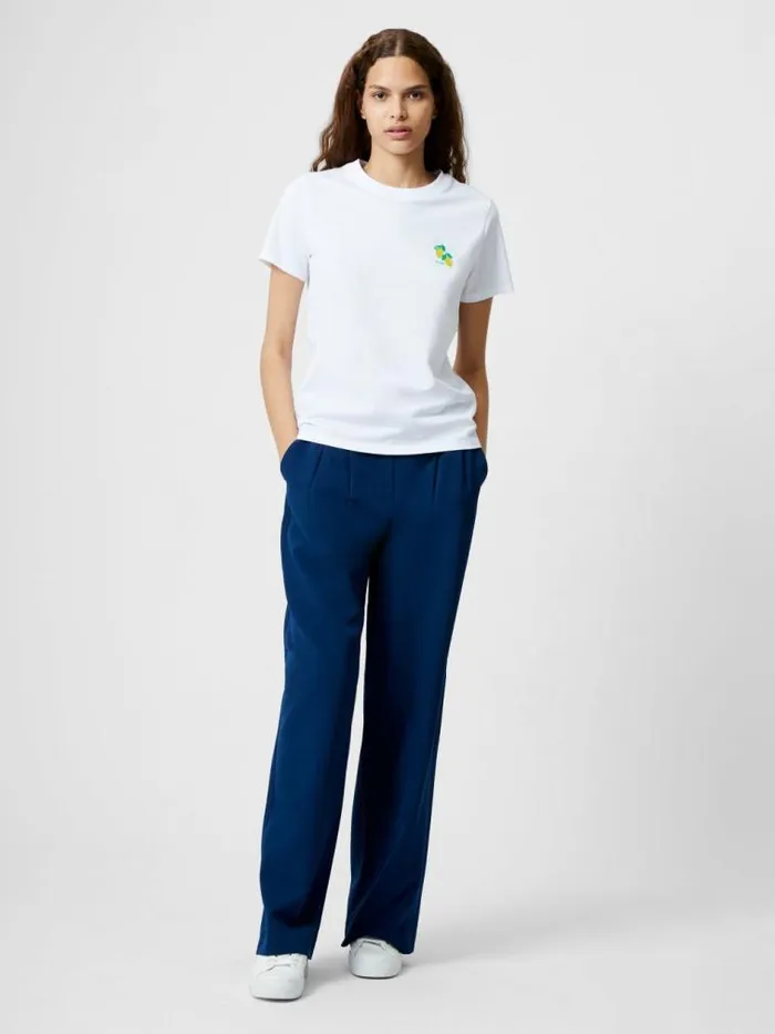 French Connection Lemon Embroidered TShirt White Women Tops