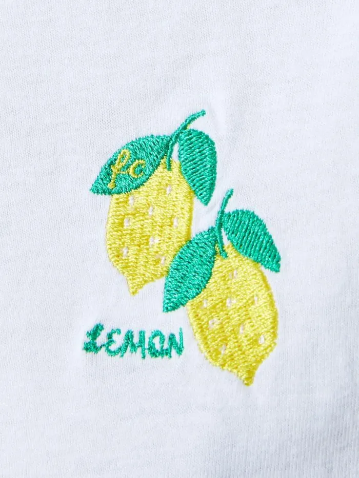 French Connection Lemon Embroidered TShirt White Women Tops