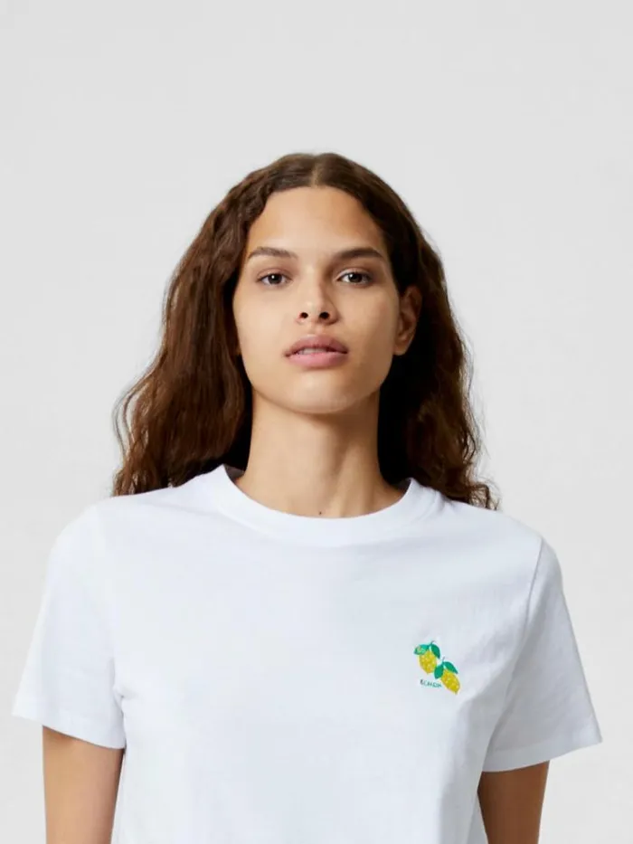 French Connection Lemon Embroidered TShirt White Women Tops