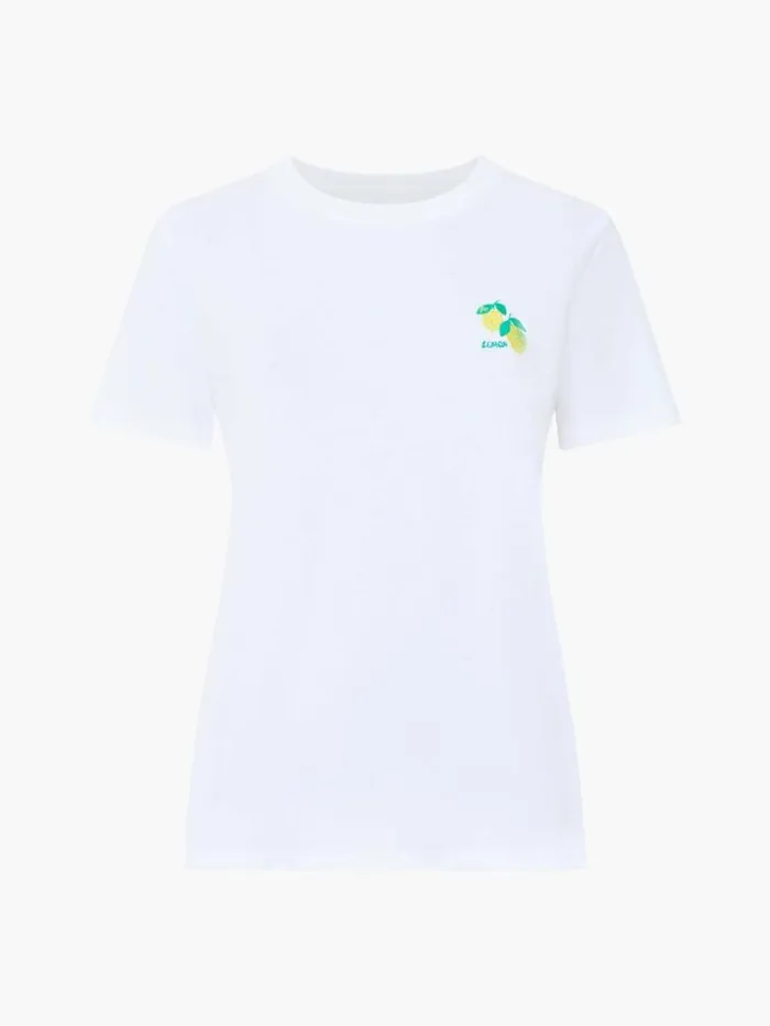 French Connection Lemon Embroidered TShirt White Women Tops