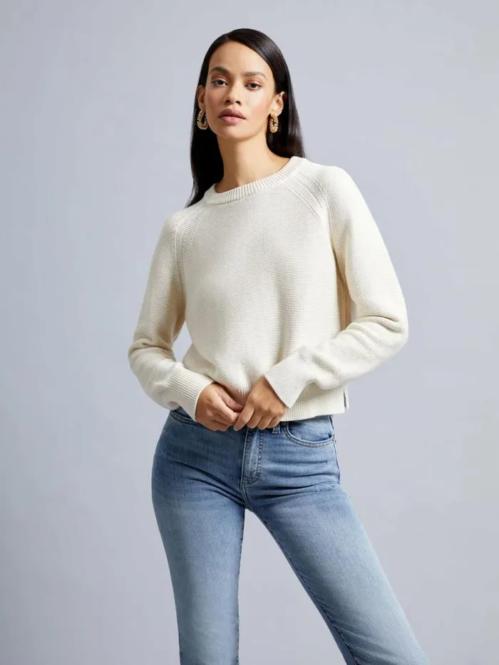 French Connection Lilly Mozart Crew Neck Jumper Oatmeal Mel Women Jumpers and Cardigans