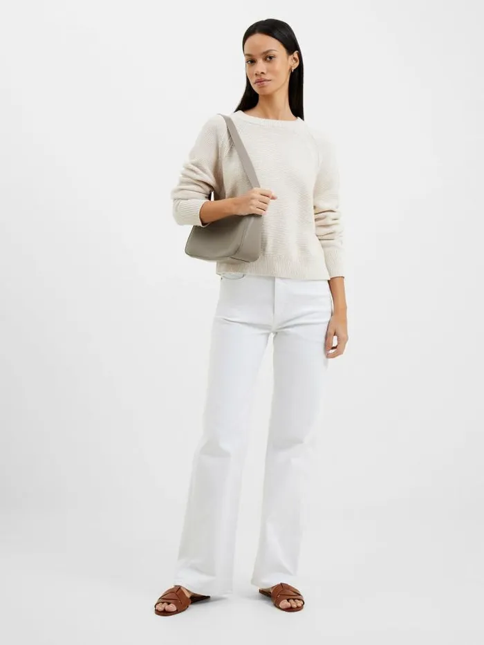 French Connection Lilly Mozart Crew Neck Jumper Oatmeal Mel Women Jumpers and Cardigans