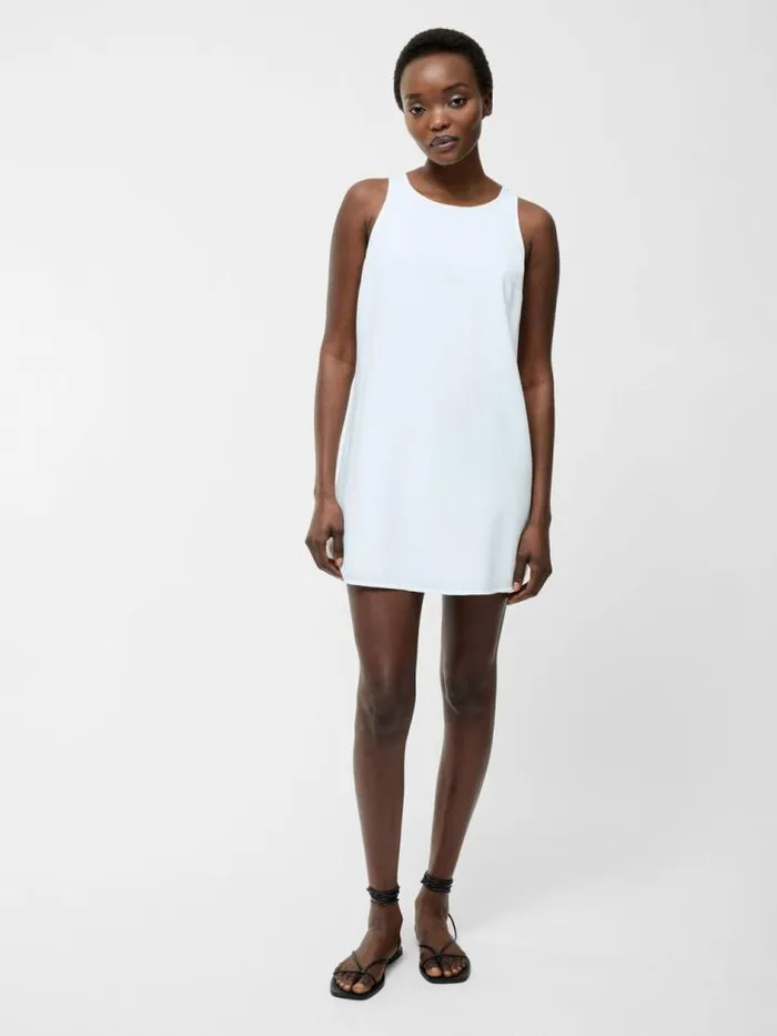 French Connection Linen Mix Shift Dress White Women Dresses