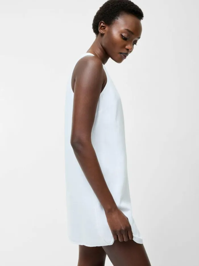 French Connection Linen Mix Shift Dress White Women Dresses