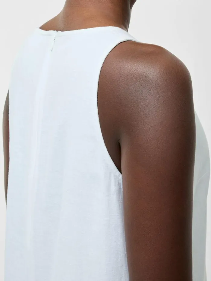 French Connection Linen Mix Shift Dress White Women Dresses