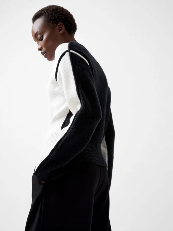 French Connection Lorena High Neck Jumper Blackoutlinen White Women Jumpers and Cardigans French Connection Lorena High Neck Jumper Blackoutlinen White Women Jumpers and Cardigans