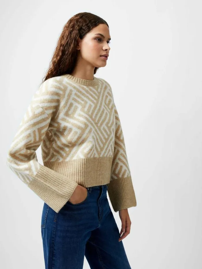 French Connection Martina Graphic Cropped Jumper Incenseclassic Crm Women Jumpers and Cardigans French Connection Martina Graphic Cropped Jumper Incenseclassic Crm Women Jumpers and Cardigans