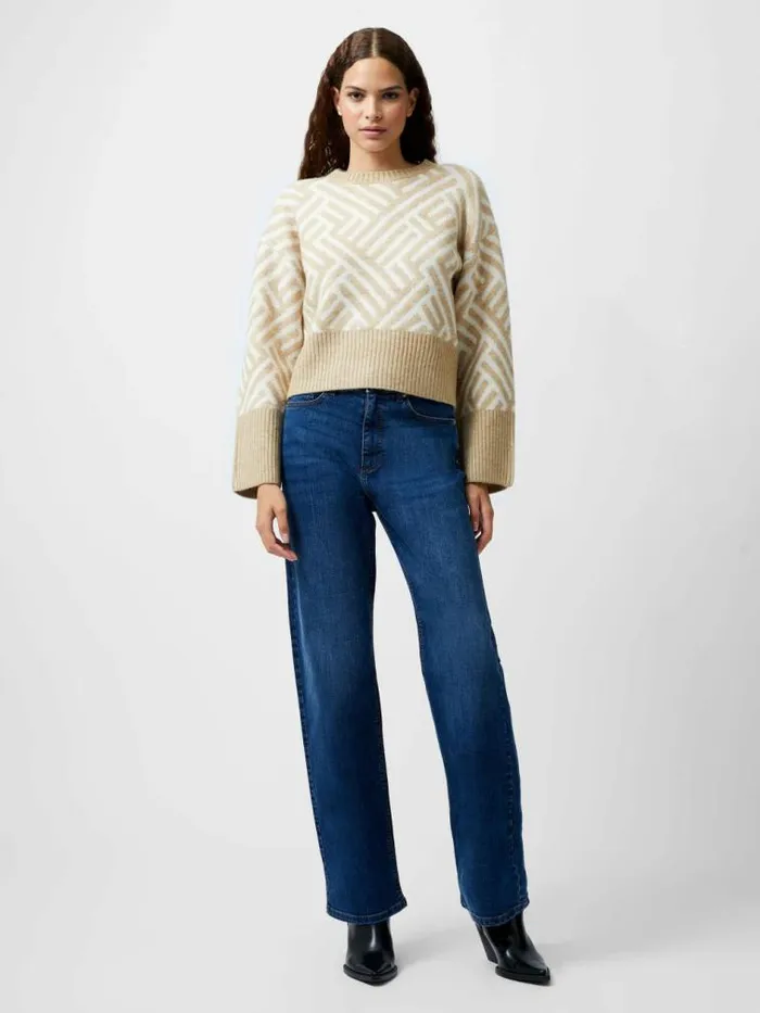 French Connection Martina Graphic Cropped Jumper Incenseclassic Crm Women Jumpers and Cardigans