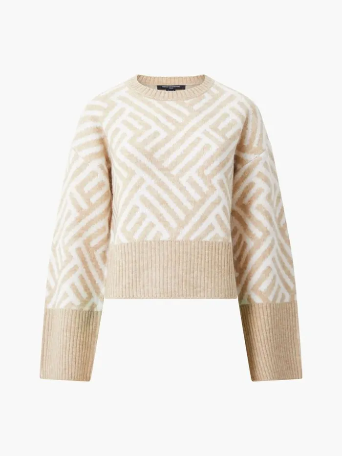 French Connection Martina Graphic Cropped Jumper Incenseclassic Crm Women Jumpers and Cardigans