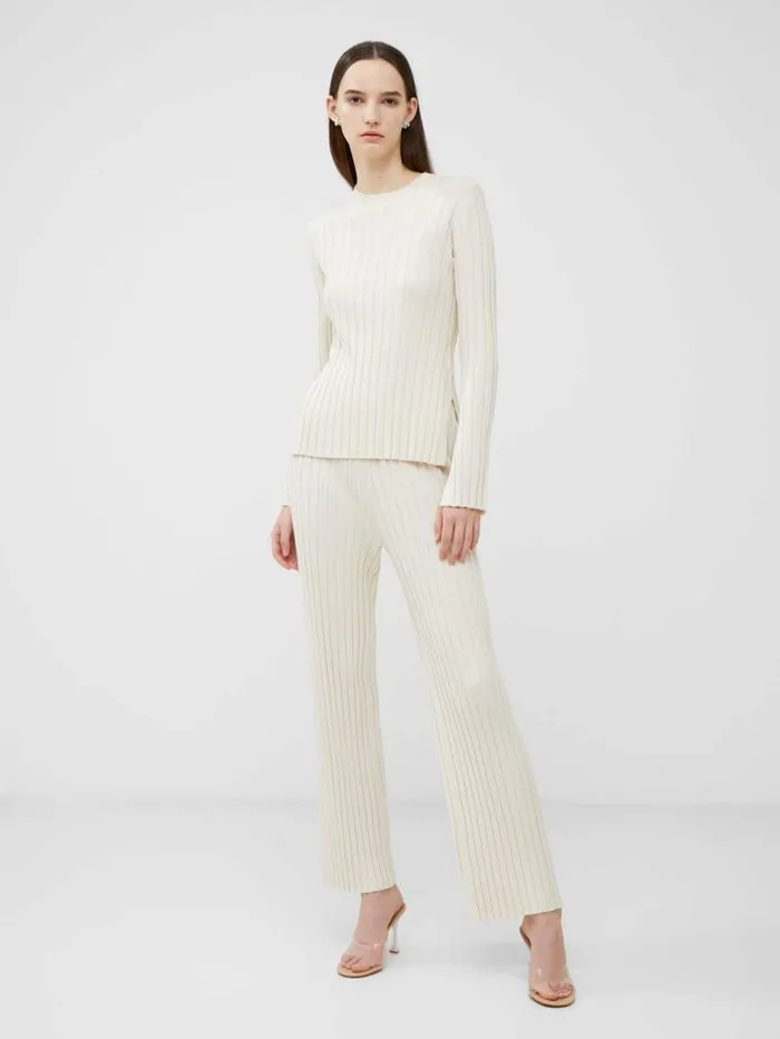 French Connection Minar Eco Pleated Trousers Classic Cream Women Trousers