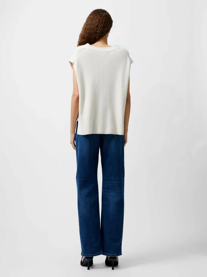 French Connection Nariko Rib Knit Vest Oatmeal Mel Women Jumpers and Cardigans