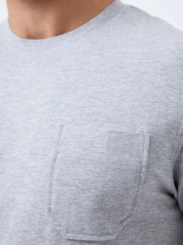 French Connection Organic Pocket TShirt Light Grey Mel Men TShirts and Polo Shirts