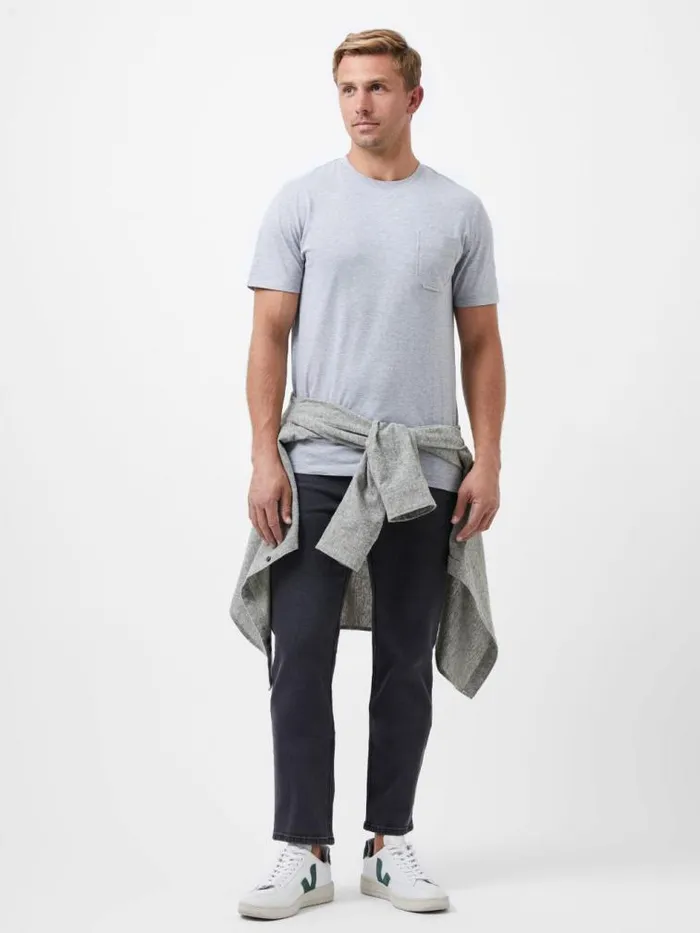 French Connection Organic Pocket TShirt Light Grey Mel Men TShirts and Polo Shirts
