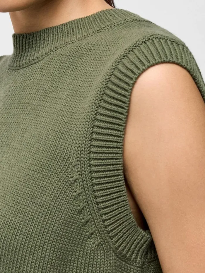 French Connection Oversized Knit Tank Khaki Women Jumpers and Cardigans