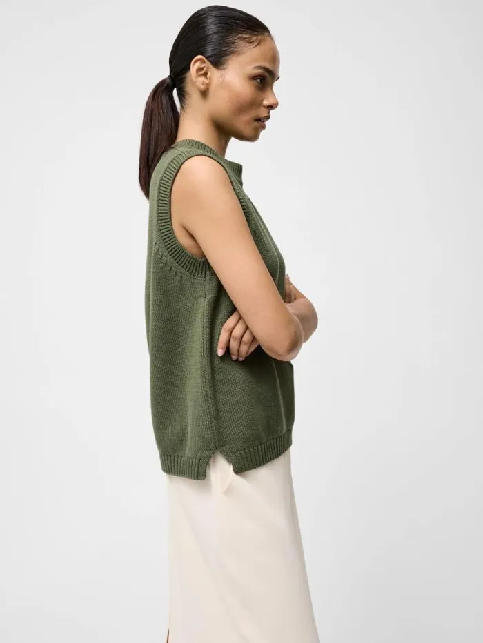 French Connection Oversized Knit Tank Khaki Women Jumpers and Cardigans