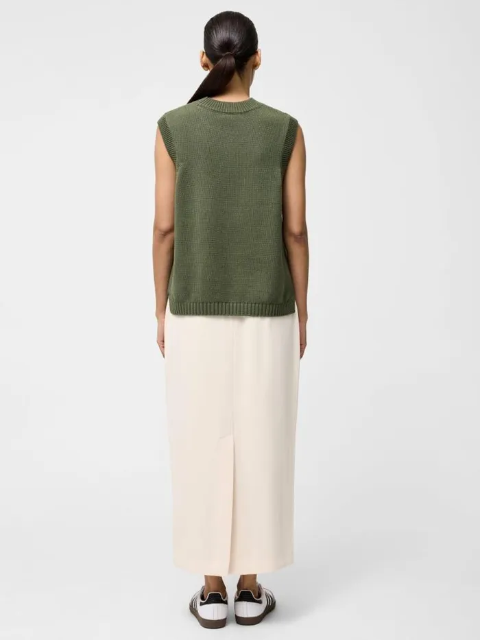 French Connection Oversized Knit Tank Khaki Women Jumpers and Cardigans