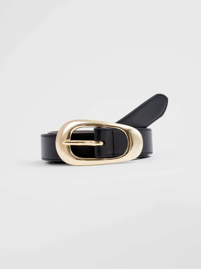 French Connection Oyster Buckle Belt Black Women Belts