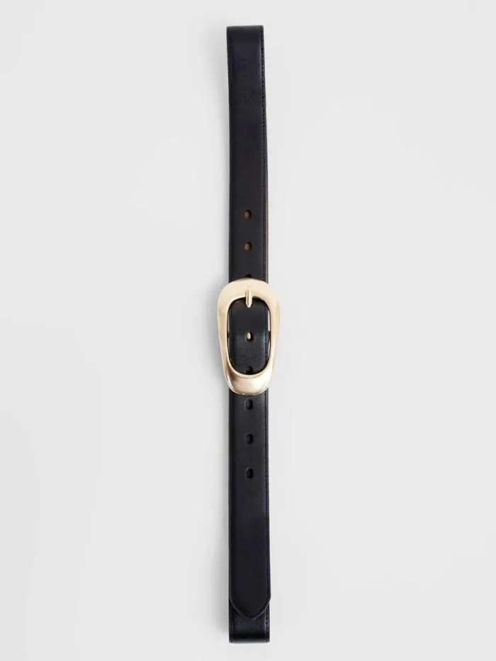 French Connection Oyster Buckle Belt Black Women Belts