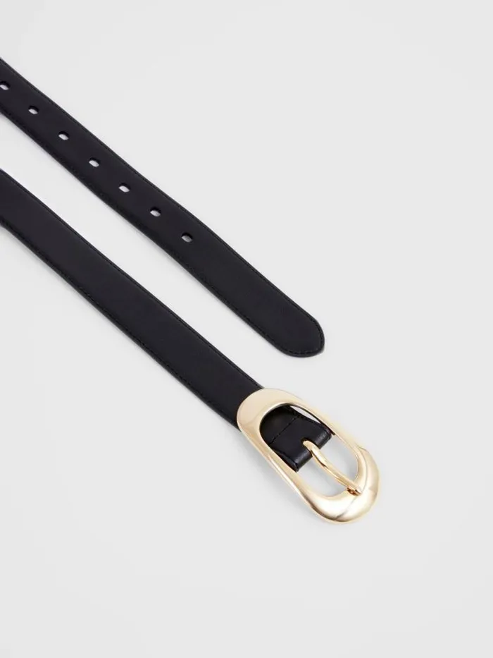 French Connection Oyster Buckle Belt Black Women Belts