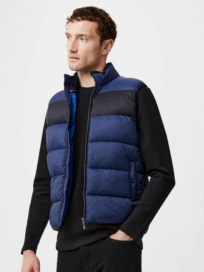 French Connection Quilted Gilet Marineblack Men Coats and Jackets