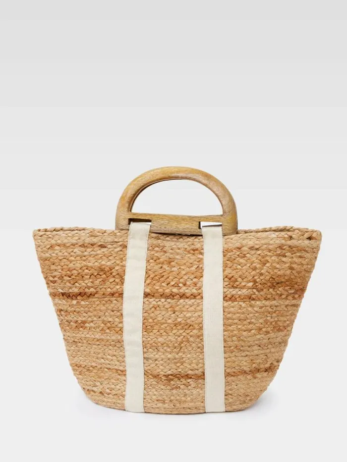 French Connection Raffia Basket Bag White Women Bags and Purses
