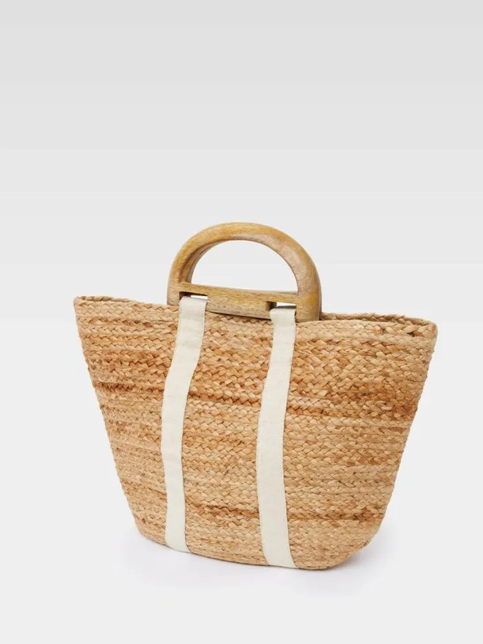 French Connection Raffia Basket Bag White Women Bags and Purses