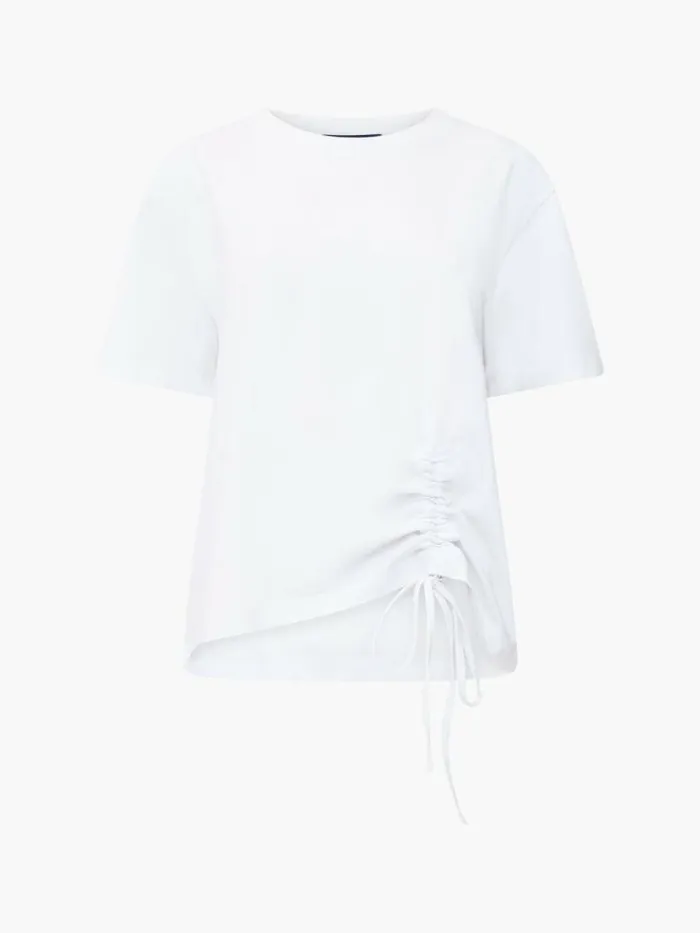 French Connection Rallie Cotton Rouched TShirt Linen White Women Tops