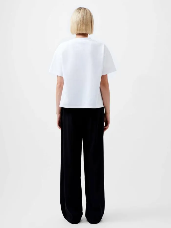 French Connection Rallie Cotton Short Sleeve TShirt Linen White Women Tops