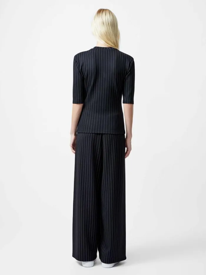 French Connection Regina Jersey Pinstripe Shoulder Pad TShirt Blackwhite Women Tops