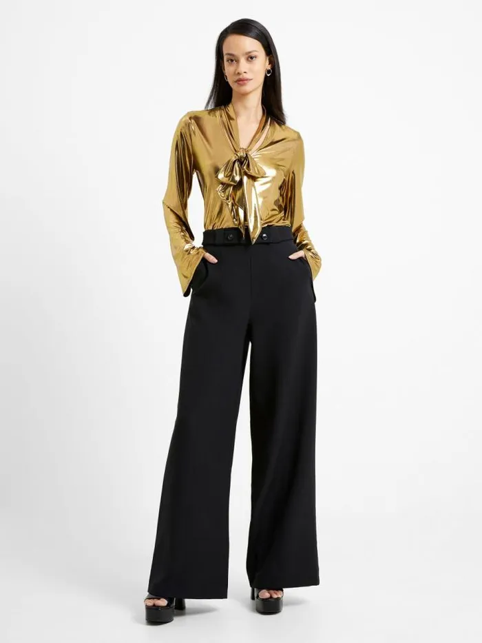 French Connection Ronja Liquid Metal Shirt Gold Women Tops