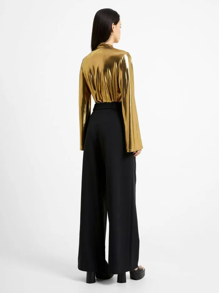 French Connection Ronja Liquid Metal Shirt Gold Women Tops