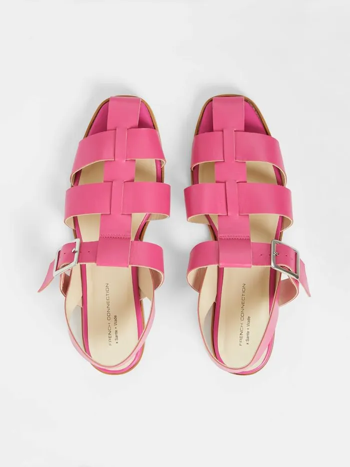 French Connection SW X Luisa Fisherman Caged Sandals Fuchsia Women Shoes