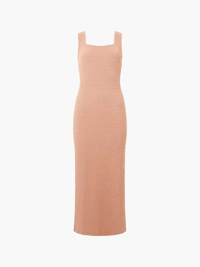 French Connection Sadie Textured Maxi Dress Mocha Mousse Women Dresses