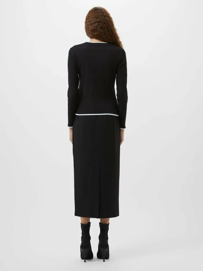 French Connection Sasia Rib Contrast Binding Top Blackwhite Women Tops