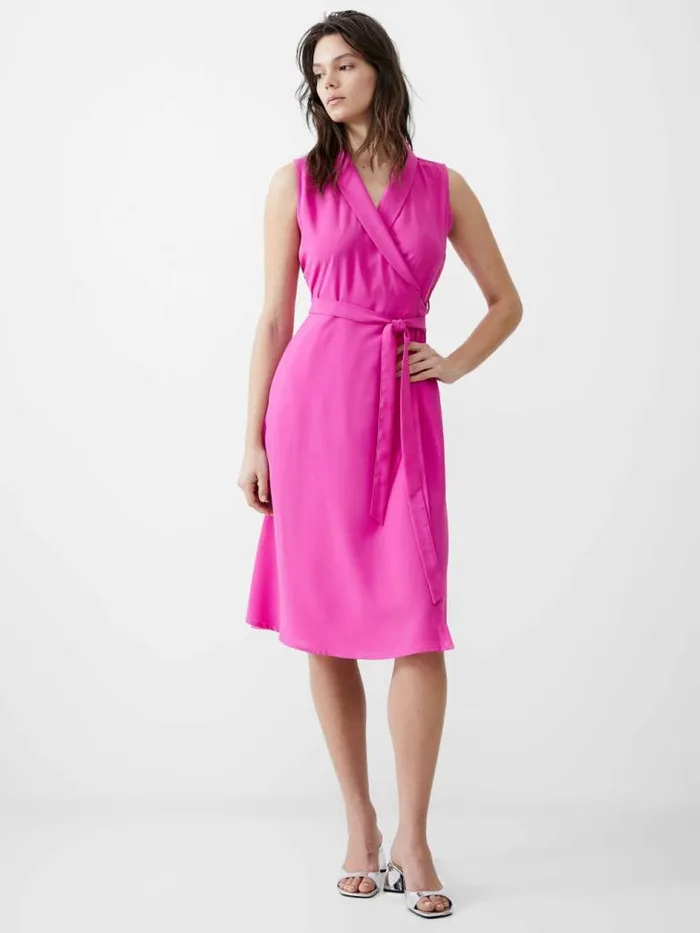 French Connection Sleeveless Shawl Dress Wild Rosa Women Dresses