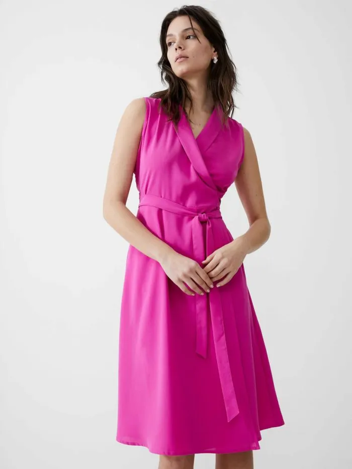 French Connection Sleeveless Shawl Dress Wild Rosa Women Dresses
