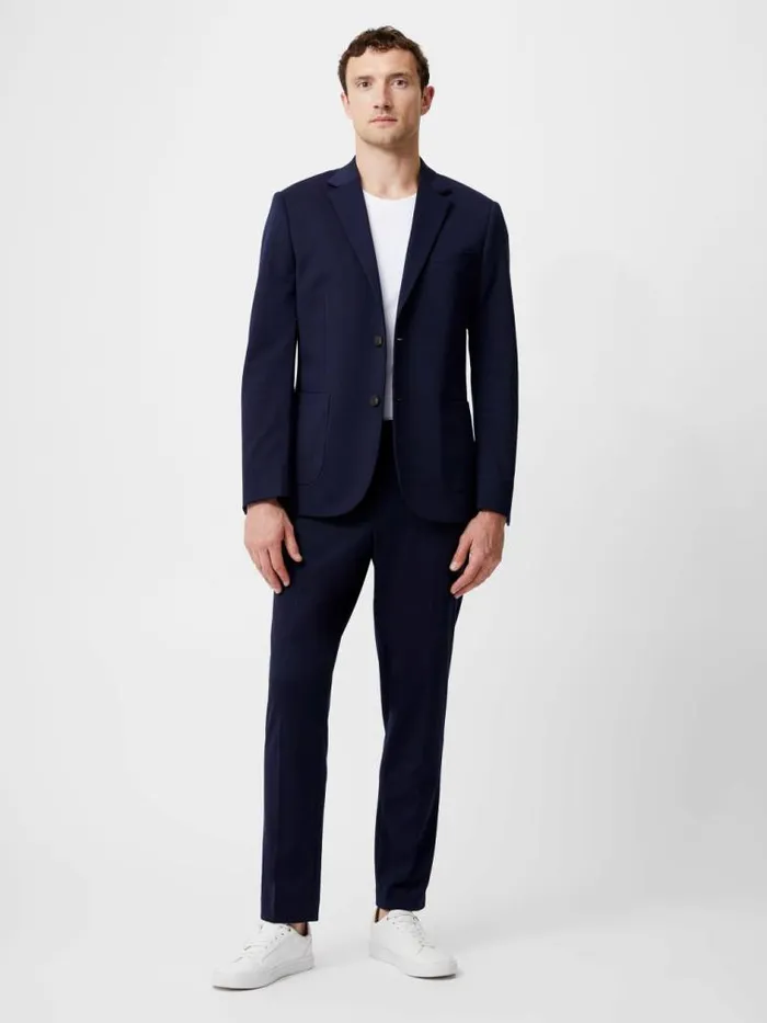 French Connection Stretch Knit Suit Jacket Marine Men Coats and Jackets